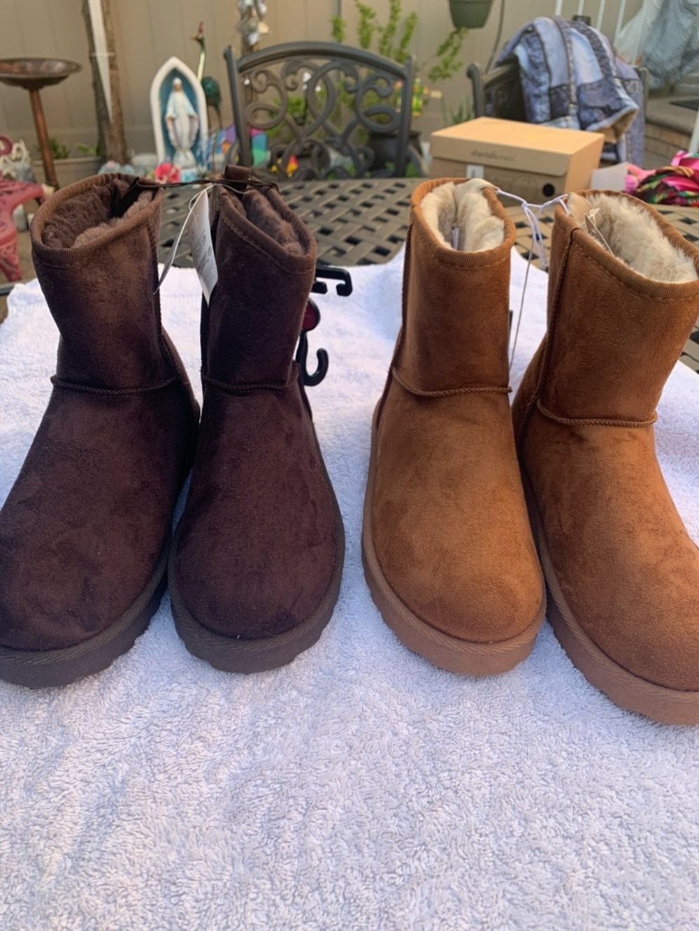 WomensCozy Suede Winter Boots - Brown & Chestnut. 2 pairs for 1price